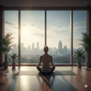 A peaceful morning scene for finding inner stillness through daily practice.